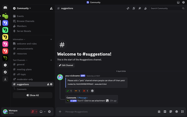 How to manage Suggestions on Discord with Voting and Comments